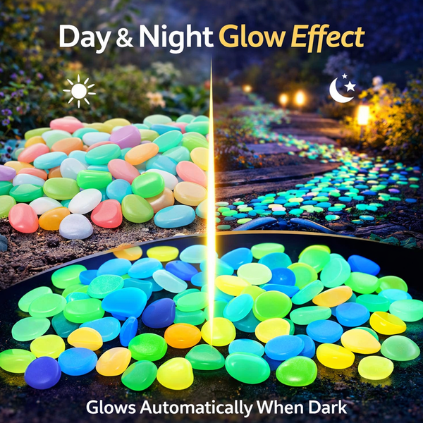 TM0185 Luminous Decorative Garden Pebbles - Radium Glow Stones for Walkways & Fish Tanks