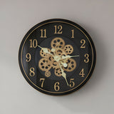 AM6253 Glam Black & Gold Industrial Gear Wall Clock