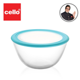 AM0650 CELLO Ornella Toughened Glass Mixing Bowl with Premium Lid | Microwave Safe & Dishwasher Safe | 1500ml, Set of 1