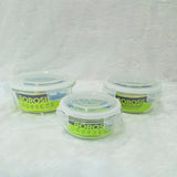 AM6182 Borosil Klip n Store Round Glass Container Set of 3pc (400ml+620ml+950ml)