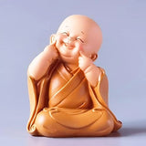 AM5363 Little Monk Sculpture Hand-carved Buddha Sitting statue -Pack of 1 pcs ( Multidesign)