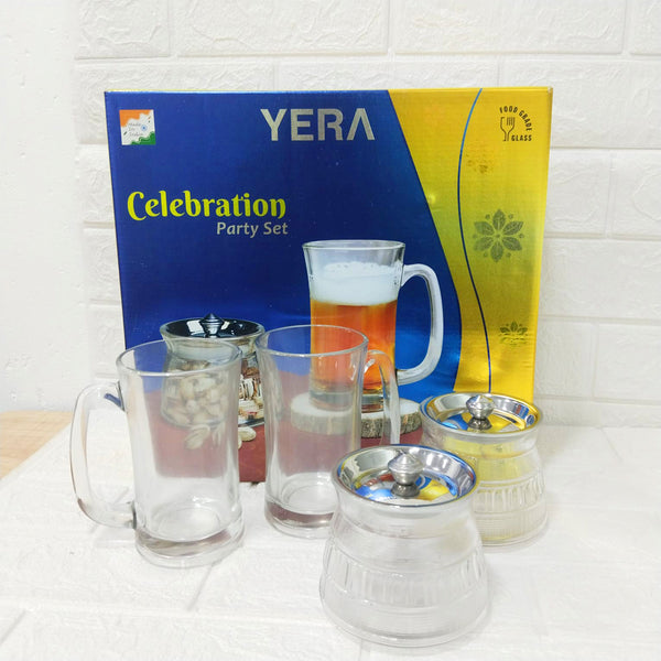 Di0201 YERA Celebration Glass Party Set - 4 Piece Handi and Mug Combo
