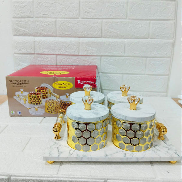 Di0168 Rishabh Sacoor Set 4 Multipurpose Set | 4 Premium Containers with Serving Tray