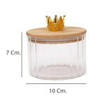 AM3724 Round Borosilicate glass Airtight Dryfruit Jar With Pinewood Tray 2+1PCS