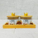 AM6272 SM 2pc Glass Jars with Crown Lids & Serving Tray Set