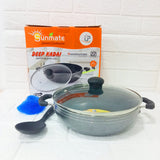 AM6153 Sunmate Deep Kadai with Glass Lid (2.5ltr)– Hammertone Series (Non-Stick Cookware)