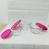 Di0199 YERA Polo Glass Bowl Set with Lids  - 3-Piece (435ml, 1000ml, 1580ml)