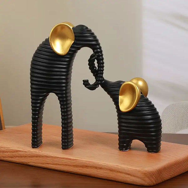 AM5939 Elephant Statues with Gold Accents – Elegant Home Decor