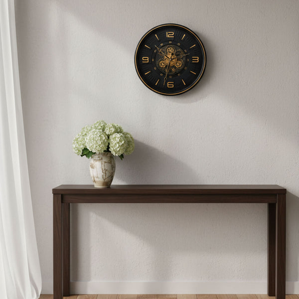 AM6254 Deluxe Black and Gold Industrial Minute-Track Clock