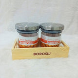 AM6162 Borosil Classic Jars With Wooden Tray - 2Pcs (600 ml Each)