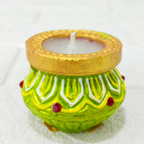 Di0384 Handcrafted Diwali Matka Style Wax Diyas – Multidesign Colorful