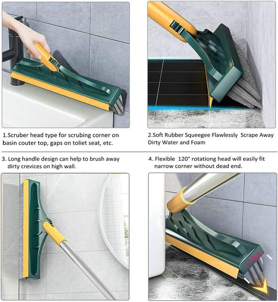 2 in 1 Bathroom Floor Cleaning Brush with Wiper