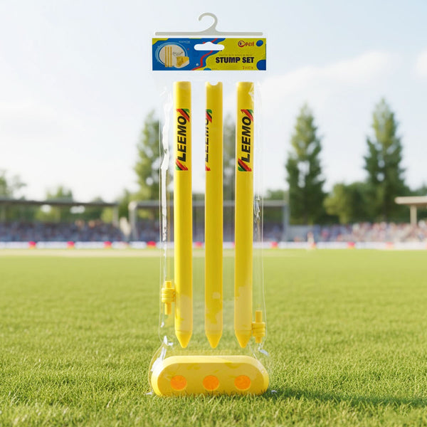 AM6509 Plastic Cricket Stumps Set - Small (3 Stumps + 2 Bails + 1 Stand)