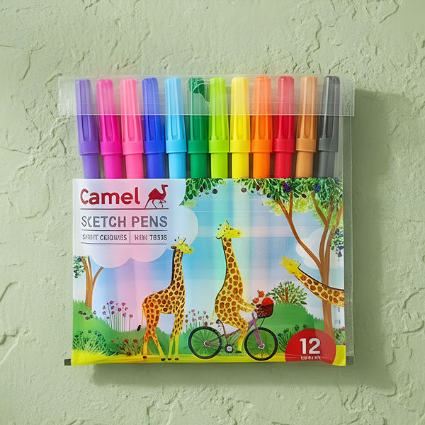 AM6292 Camel Bold Sketch Pens 12 Shades (Multicolor)