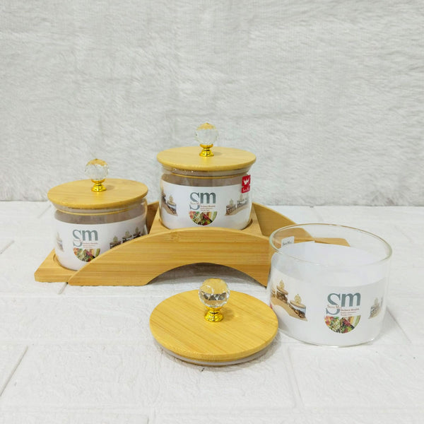 AM6270 Shine Mix Candy Jar Set 3PC with Bamboo Stand
