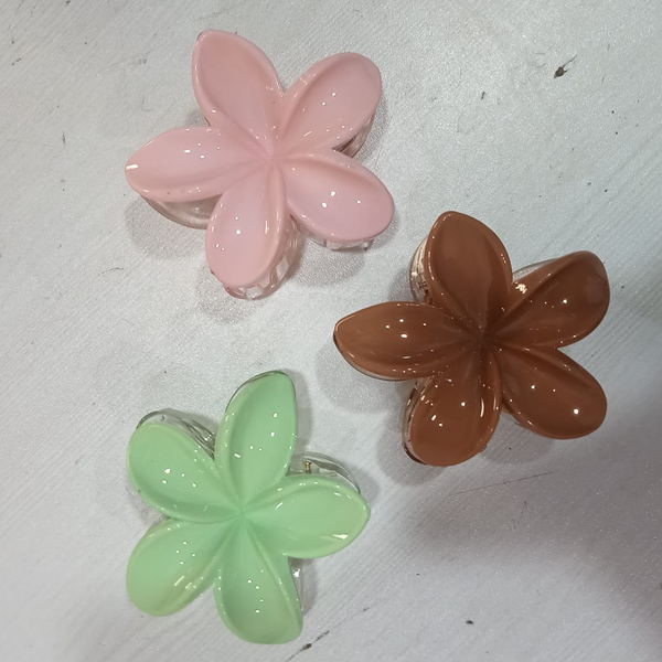 AM5620 Transparent Flower Hair Clips (Multicolour) -for Fine Curly Hair, Non-Slip, Strong Grip