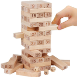 AM6429 Wooden Building Blocks Puzzle 54 Pcs Challenging 4pcs Dice