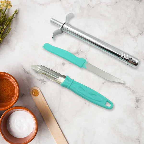 2159 3-in-1 Kitchen Combo: Lighter, Stainless Steel Knife & Peeler
