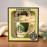 AM6523 Mix Design Ceramic Coffee Mug Gift Set with Saucer & Spoon (3-Piece)