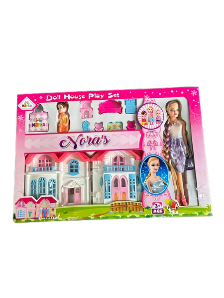 AM0295 Big Doll House Play Set- Princess Role Play,Pretend Play,Play Set for Kids with Dolls and Furniture for Kids, Girls 2-3-5-7-10