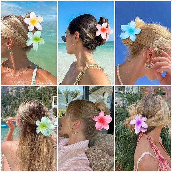 AM6397 Mix Translucent Floral Hair Claw Clip - Big (1pc)