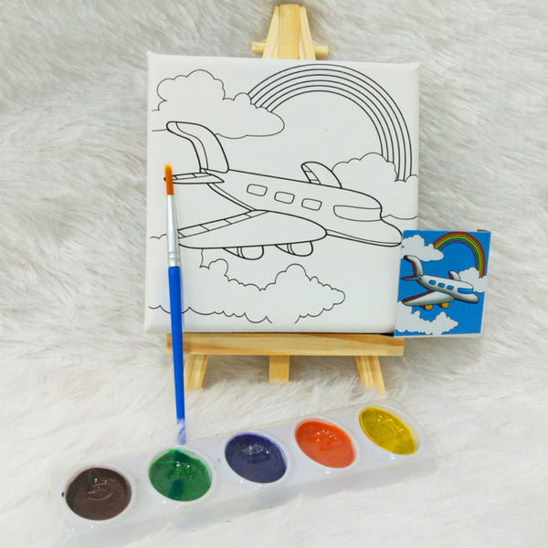 AM6161 Pocket Painters Mini Canvas Painting Kit with Easel, Paint Brush & Colors