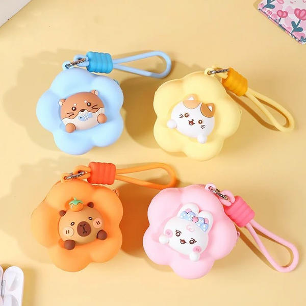 AM6301 Soft Silicone Coin Pouch – Cute Animal Design Mini Purse with Strap