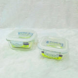 AM6185 Borosil Klip n Store Square Glass Container Set of 2pc (320ml+520ml)