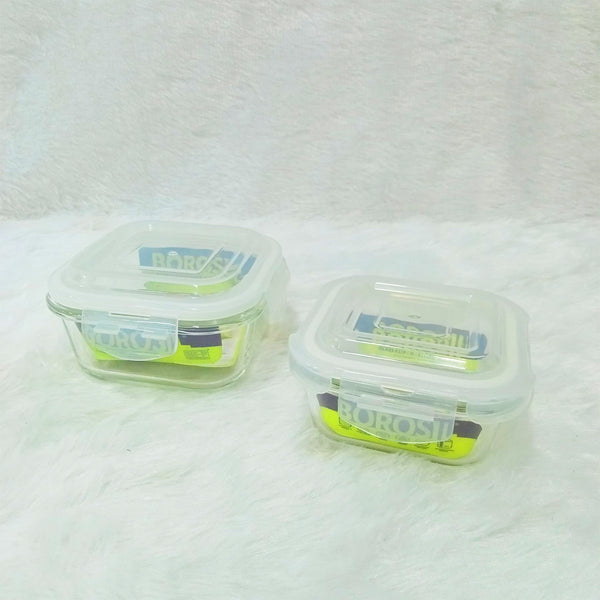 AM6185 Borosil Klip n Store Square Glass Container Set of 2pc (320ml+520ml)