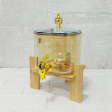 AM6275 High Borosilicate Glass Juice Dispenser with Wooden Stand – 1 Pc
