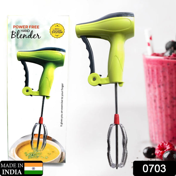 0703 Power Free Manual Hand Blender With Stainless Steel Blades