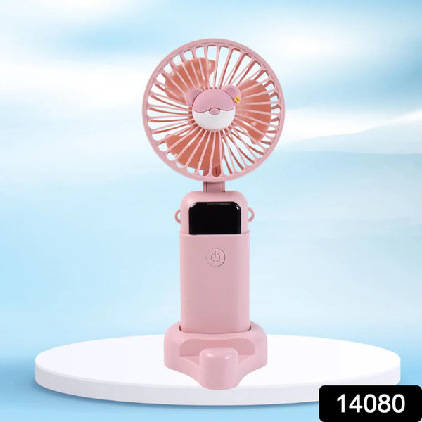 14080 Mini USB Charging Fan with Percentage Display, 5 Speed Modes, and Mobile Stand