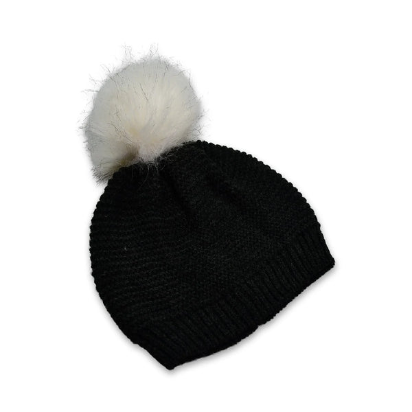 6342 Men's and Women's Skull Slouchy Winter Woolen Knitted Black Inside Fur Beanie Cap