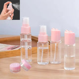 3075 7Pcs Travel Cosmetics Bottles Kit Set for Shampoo, Cosmetics & Other Essentials - with Pouch