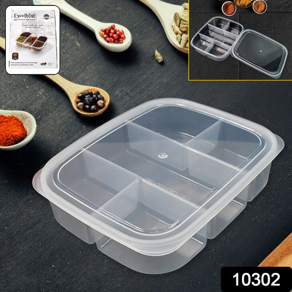 10302 Plastic 5- Compartment Excellent container Reusable Lunch Box (1 Pc)