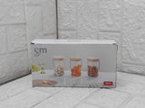 AM3728 Shine Max Glass 270ml Storage Containers with Airtight Wooden Lid Set of 3