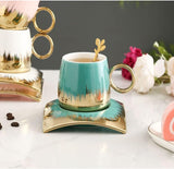 AM2559 Yamasin Ceramic  (Gold,Green, Cup and Saucer Set) YCS1868