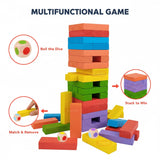 A07142 Wudly Wooden Color Block Stacking Tower Game with Dice for Kids and Family