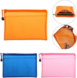 AM2158 A4 Zipper Folder Document Bag, Waterproof Plastic Zip File Folders 14X10