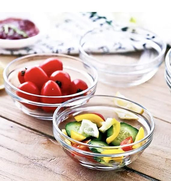 AM3023 Sauce Glass Bowls Small Dipping Bowls Side Dishes for Snack Sushi Fruit Appetizer Dessert Set Of 6 Piece