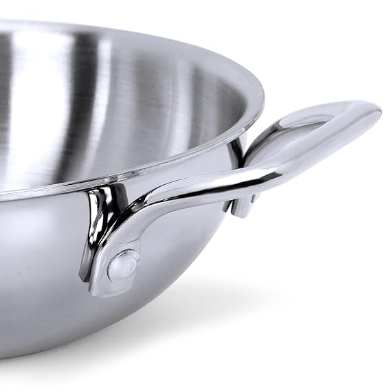 AM3421 Afinito Triply Stainless Steel Kadai with Lid 20cm