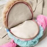 3147 Soft Cute Bunny Sling Bag With Chain And Smooth Zipper For Girls/Fluffy Rabbit Cross body& Hand Bag/Plush Bunny Shoulder Bag Multicolour Pack Of 1 Piece