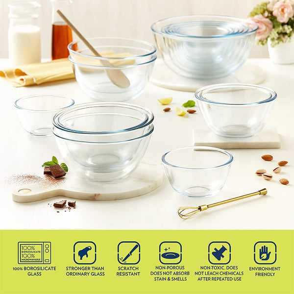 AM3693 Borosil 350 ml Serving & Mixing Glass Bowl With Lid (IYLBBNL0350)