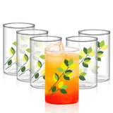 AM3677 Borosil Green Leaves 295ml Glass Medium 6Pcs Set(BVVGERNLM295)