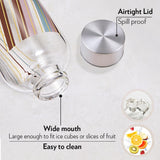 AM5175 Borosil Artisan Series Prism 550 Ml Narrow Mouth Glass Bottle with Metal Lid - Store Water, Lassi, Juice, Smoothies | Dishwasher Safe