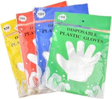 AM2143 Disposable Plastic Gloves 100Pcs Disposable Plastic Transparent Hand Gloves for Kitchen, Restaurant, Cooking, House Cleaning, Hair Coloring, Food Serving Polypropylene