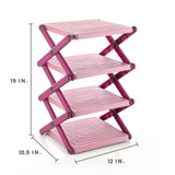 3770 4 layer Plastic Powder Coated Foldable Shoe Rack , Free Standing