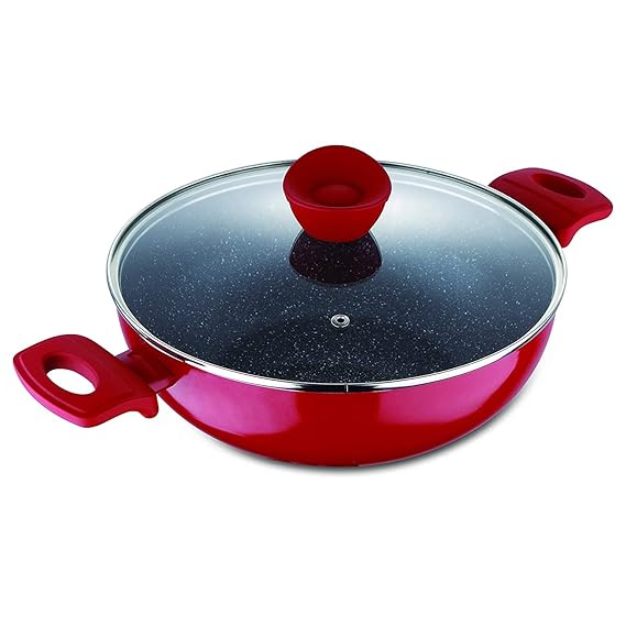 AM2260 Bergner Bellini Plus Kadai with Glass Lid 5 Layer Non Stick 32 cm 7.6 Litres Thickness 3.2mm