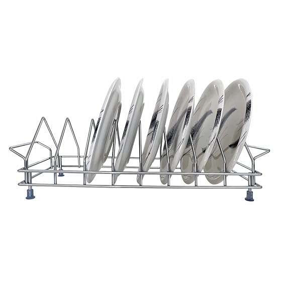 AM3523 SS Plate Stand With Handle No.8 Kitchen Rack Organizer for Home