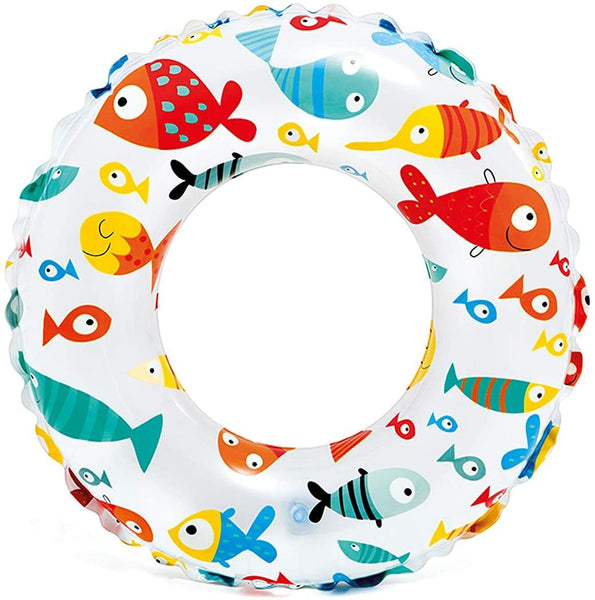 AM0388 24 inch Lively Print Swim Rings for Kids 6 and Above Years. Fun Swimming Pool Float for Kids